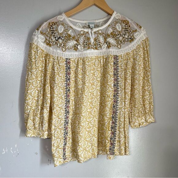Sundance Women's Top Peasant Blouse Boho‎ Western Embroiered Crochet Small - Picture 2 of 7